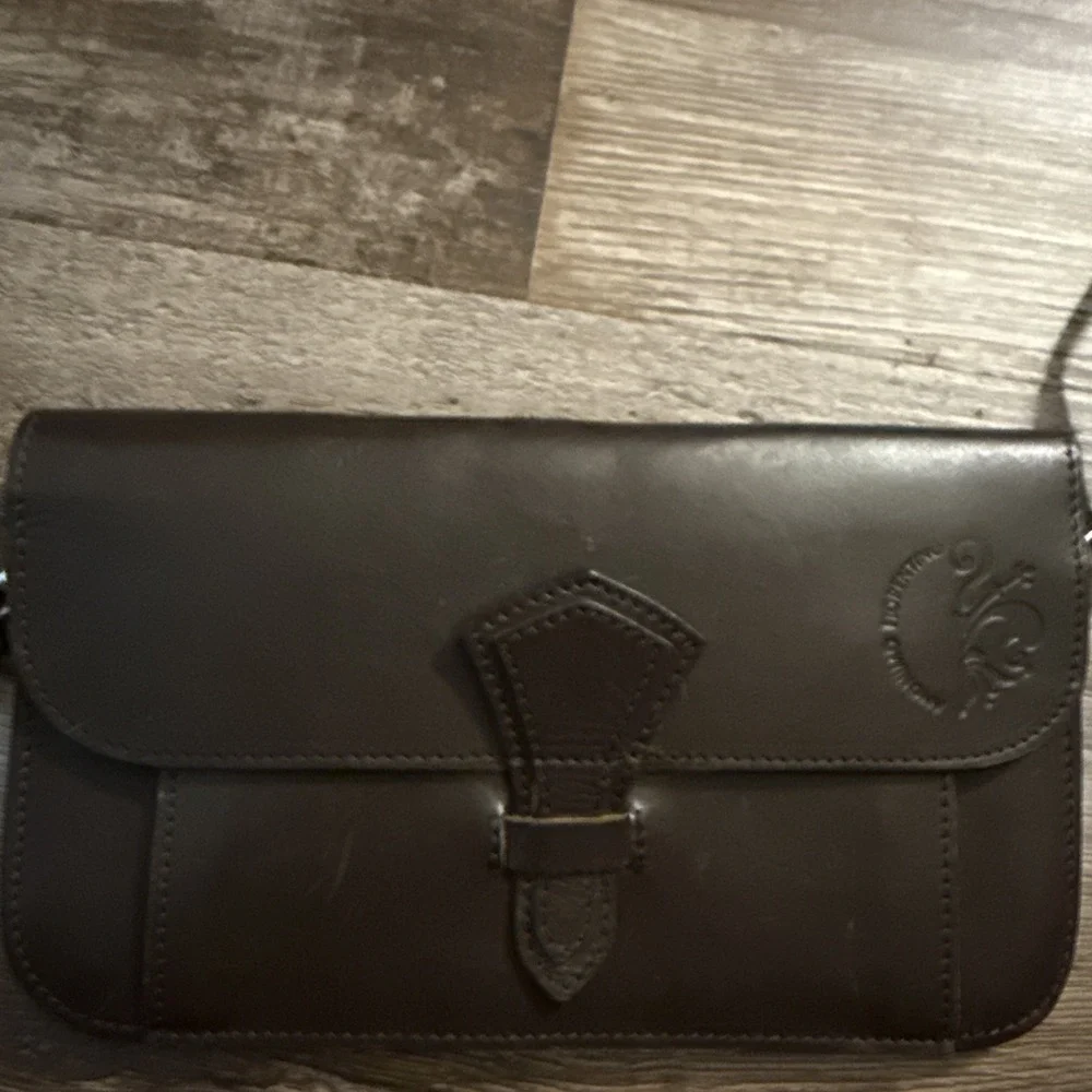 Anonimo Fiorentino Leather Crossbody Bag Brown Tongue And Slot Closure VTG SMALL